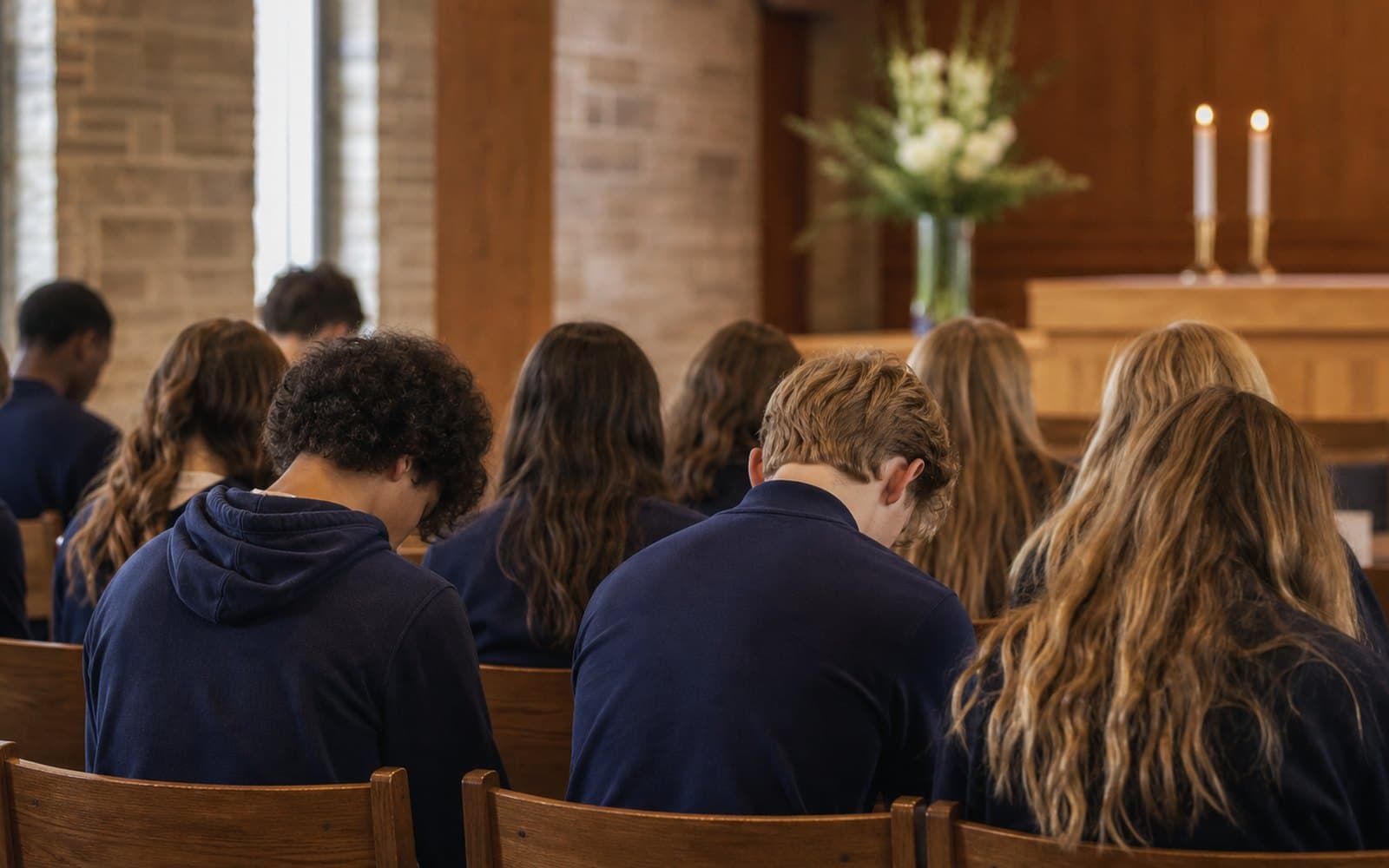 Students gathered for chapel at St Paul High School