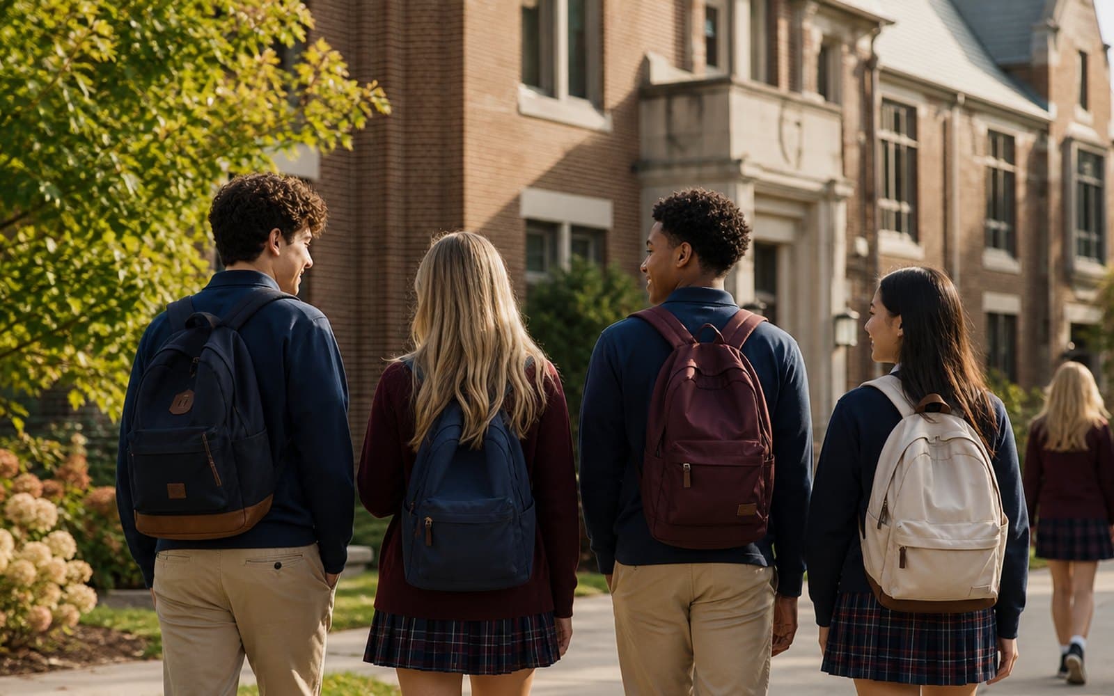 Students at St Paul High School walking together on campus
